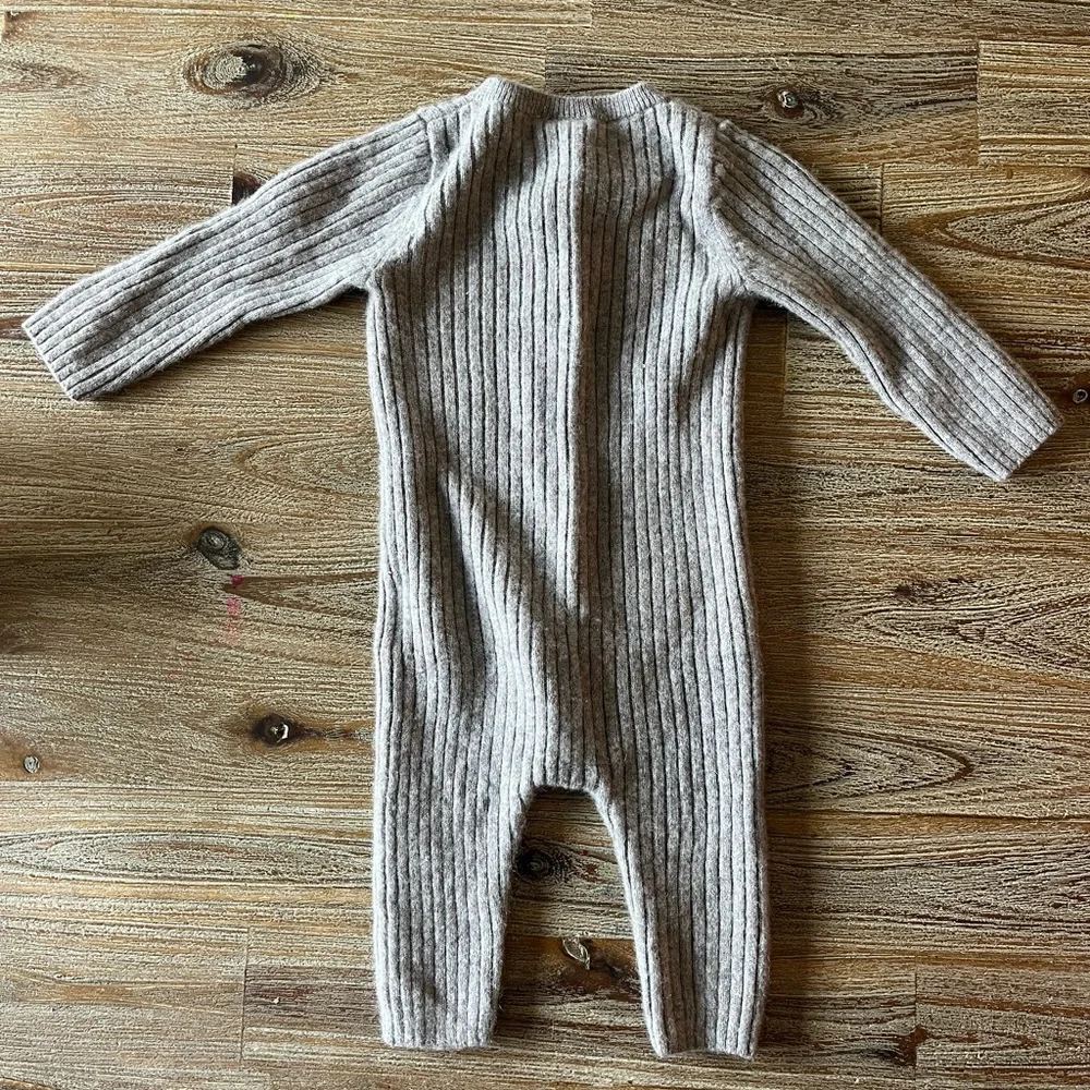 H&M Ribbed Greige Long Sleeve Onesie